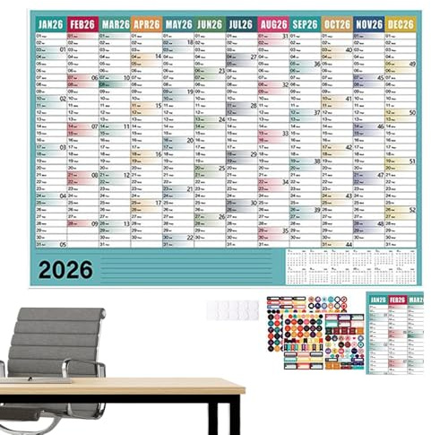 2026 Großformat Wandkalender,Großformat Januar-Dezember 2026 Kalender Planer - 12 Monate Akademischer Planer zum Organisieren und Planen für Lehrer Student Zuhause Wohnheim Wohnung Familie