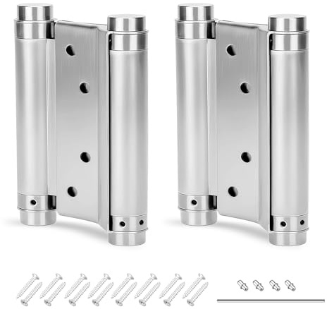 Ecofocet 2 Piezas Bisagra Resorte Doble Acción Resistente, Bisagras de Puertas de Acero Inoxidable con Tornillos, Bisagra Cierre Automático, para Puertas de Cocina Cafetería Bar (75mm)