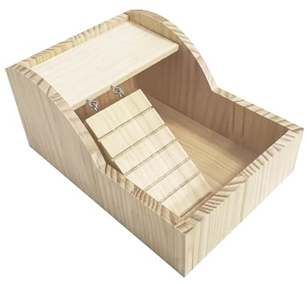Generisch Sandbad Für Hamster | Aus Holz Mit Leiter,Sandbad Behälter Für Haustiere | Für Bereicherung, Hygiene, Käfig, Lebensstil, Zuhause, Wellness, Tierpflege, Komfort Und Aktivität