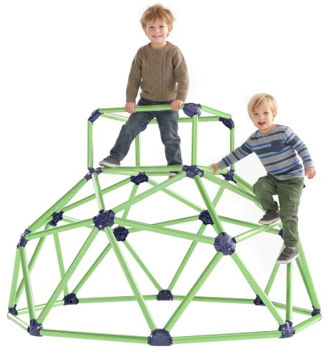 AIYAPLAY Gioco Arrampicata Bambini 3-8 Anni a Cupola per Interno ed Esterno con Bordi Smussati, Gioco per Bambini in Plastica, 182.5x182.5x119 cm, Verde e Viola