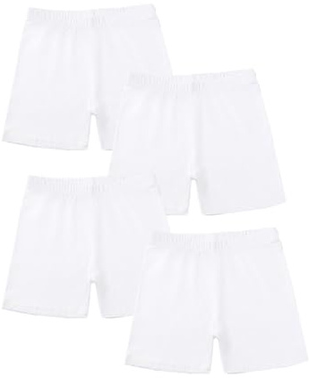Girls 4 Packs Cycling Shorts Cotton Athletic Biker Shorts Kids Running Yoga Dance Pants Elastic Waist Soft Breathable Sports Trousers Plain Slim Fit Sweatpants