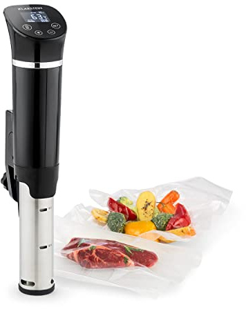 Klarstein Quickstick Flex - Sous Vide, Precision Cooker, Slow-Speed, 1300 Watt, Timer Function, 3D Circulating, 0-95 ° C, LCD Touch-Display, IPX7 Waterproof, up to 20 liters - Black