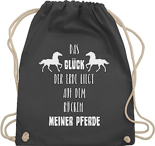 Turnbeutel Rucksack - Pferde - Taschen - Das Glück der Erde - Unisize - Dunkelgrau - pferdetaschen mädchen stalltasche pferd pferdeliebhaber stoffrucksack reitsachen+mädchen pferdebeutel reiten