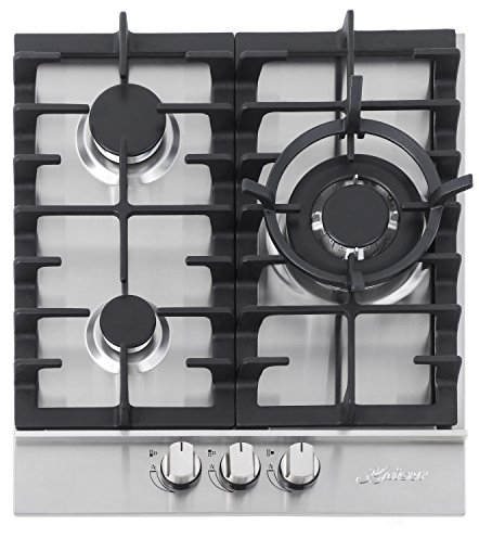Kaiser Gaskochfeld 45 cm, Edelstahl Autark, Mit Gas Control, Einbau, 3 Hochwertige Brenner 3,8 kW WOK Brenner, Für Erdgas Und Propangas