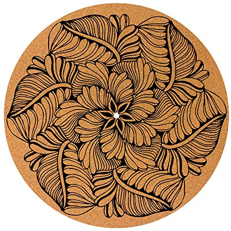 Mandala Leaf CORK DJ SLIPMATS - skivspelare SLIP MATS