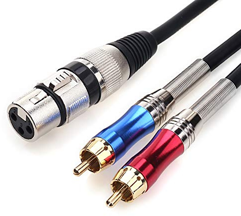 Tisino XLR to RCA Y-Cable, XLR Female to Dual RCA Adapter Y-Splitter Duplicator Lead Unbalanced Stereo Audio Interconnect Cable -3.3 feet/1 Meter