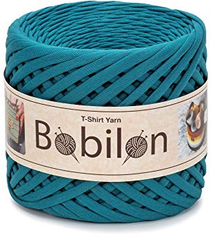 T-Shirt-Garn, Fettuccine-Spaghetti-Knäuel, zum Häkeln, Stricken, für Maskenbänder, Makramee, Bio-Baumwolle, Jerseygarn, 3–5 mm, grünblau (Deep Ocean) | Extra feines Bändchengarn für filigrane Makramee- & Amigurumi-Projekte – Deep Ocean