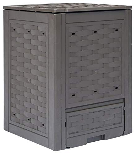 Tidyard Compostador de plástico para jardín, compostador térmico, compostador rápido, marrón, 60 x 60 x 83 cm, 300 L