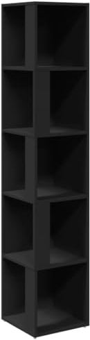 vidaXL Eckregal 5 Fächer Standregal Bücherregal Wandregal Raumteiler Regal Büroregal Dekoregal Aufbewahrung Schwarz 33x33x164,5cm Holzwerkstoff