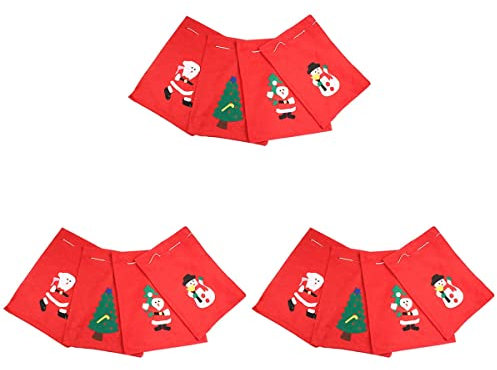 ifundom Weihnachtsdekoration, 3 Stück, 30 x 40 cm, Weihnachtskostüme, Stoff, Nikolaus, Geschenkbeutel mit Kordel, Kordelzug, Süßigkeitentüten, Süßigkeiten, Weihnachtsstrumpffüller, Handtasche