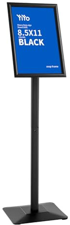 YIYO Sign Stand Poster Stand，adjustable heavy duty pedestal Sign Holder Floor Stand，aluminium frame floor standing for display 8.5*11 inch，Black (8.5*11 Black)