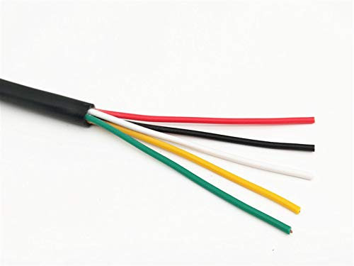 5 Meter 24 AWG 22 AWG 20 AWG RVV 2/3/4/5/5/7/8 Koffer Kupferdraht, Leiter elektrischer RVV-Kabel schwarz weicher Ummantelungsdraht (Color : 22AWG 5C 5Meter)