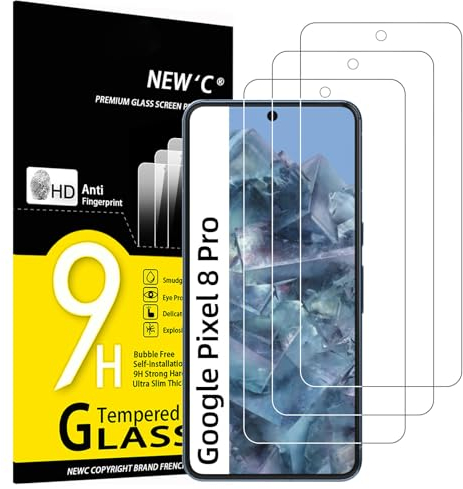 NEW'C 3 Pack Designed for Google Pixel 8 Pro Screen Protector Tempered Glass,Case Friendly Scratch-Proof, Bubble Free, Ultra Resistant