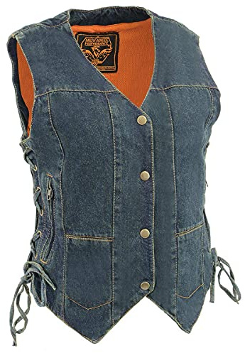 Milwaukee Leather Women's Premium Denim Motorcycle Rider Vest | MDL - X-Large