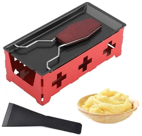 PEIXEN Mini Ensemble Chauffant à Fromage, fondoir à Fromage antiadhésif, Plat de Cuisson à Fromage avec spatule avec poignée Pliable, Plat de Cuisson au Four à Fromage pour dîners, apéritifs