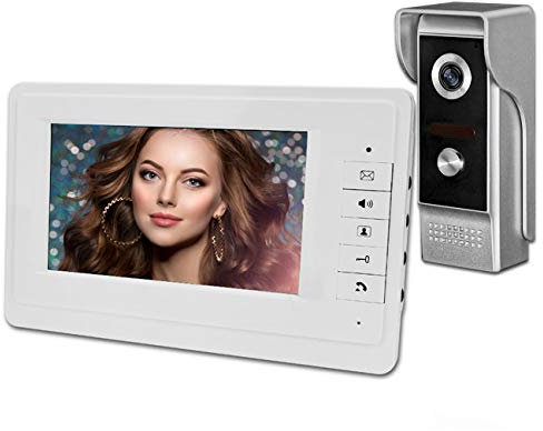 JASAG 7 Home Safe Video Doorbell Video Intercom System, IR Night Vision Camera and TFT Color Screen Monitor, Complete Video Door Phone Set with Waterproof Outdoor Unit, Can Be Wired for Unlocking