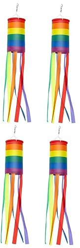 PAREKS 4 Pcs Rainbow Windshield Flag Balloon Decor Outdoor Decor Outdoor Flags windsocks Gay Pride Flag Rainbow Wind Socks Polyester Rainbow Decor Rainbow windsock Rainbow Column windsock/853