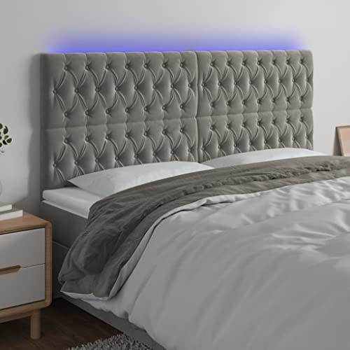 ZEYUAN Kopfteil, Bettkopfteil, Kopfteil Bezug, Bett Rückwand, Bettrückwand, Kopfteilbezüge, Kopfteilabdeckung, Hellgrau 200x7x118/128 cm Samt