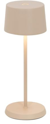 Zafferano, Lampada Olivia Micro, Lampada da Tavolo Ricaricabile e Senza Fili con Controllo Touch, Adatta per Salotto ed Esterni, Dimmer, 2200-3000 K, Altezza 20 cm, Colore Sabbia