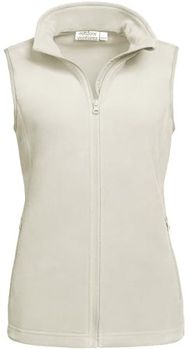 Outdoor Ventures Damen Weste Fleece Outdoor Polar Fleeceweste Ärmellos Jacke Luafwesten für Frauen Softshell Bodywarmer mit Taschen für Laufen Wandern Camping Wollweiß M
