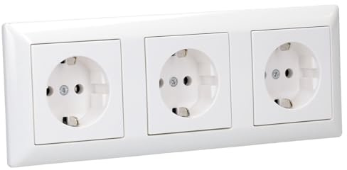 JUNG Serie AS Komplett-Set 3x SCHUKO Steckdose Alpinweiß | mit 3x A1520WW SCHUKO Steckdose + AS583WW Rahmen 3-fach