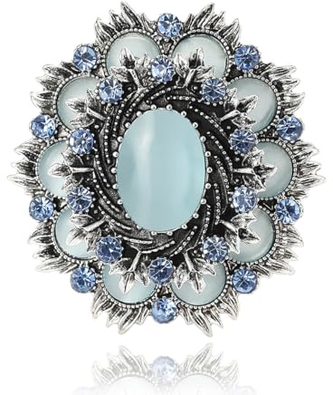 Broche en Forme de Fleur en Pierre Baroque avec Oeil de Chat Corsage de Mariée Broche avec Strass pour Femmes Filles Robes Accessoires Épinglettes Bijoux Délicats Cadeaux