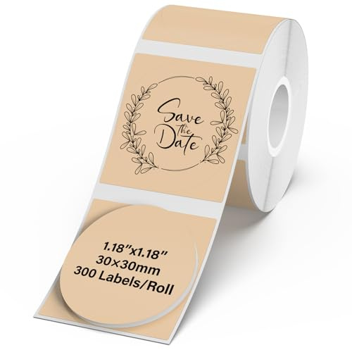 YIKIADA Thermoetiketten 30 mm Kompatibel mit M110/M220/T50M Rund Vinyl Selbstklebend Etiketten Rolle Aufkleber 300 Stück Braun