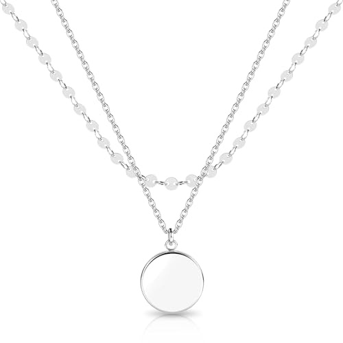 ALEXCRAFT 14K Vergoldete Halskette Doppel Layered Silber Ketten für Damen