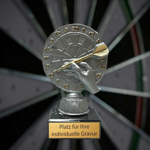 eberin – Dart-Skulptur 17 cm mit Gravur – Pokal Trophäe Award für Darts Champions · Dartturnier · Wanderpokal Kneipe Event Dartpokal mit Gravur