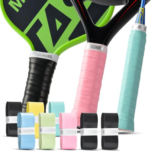 MANJHONG 6/12 Stück Griffband Tennisschläger Badmintonschläger Overgrip Griffbänder für Padel, Squashschläger - Weich & Anti-Rutsch, 10 Stück Mehrfarbig