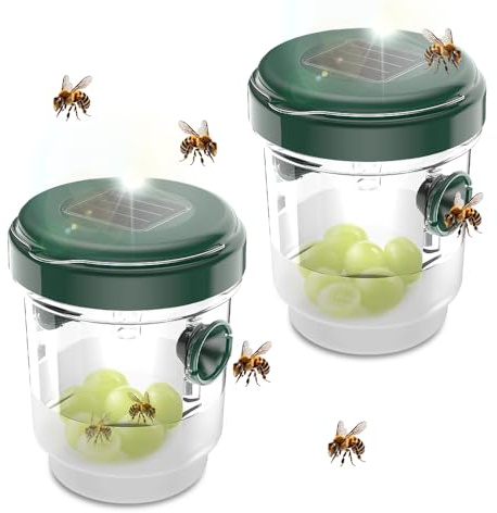 mizikuu Piege Frelon Asiatique, 2 Pièces Piege A Guepes Et Frelons Exterieur À Suspendre solaires Piege A Frelon pour Bouteille Plastique pour Jardin Balcon Piege Moustique, Mouche, Moucheron
