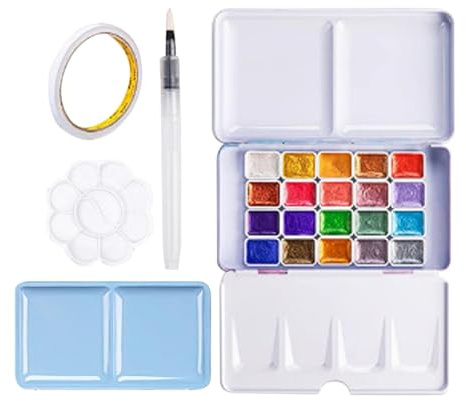 Wasserfarben-Set – Wasserfarben-Set, Aquarellfarben-Set, 20 Farben, Malset, beste Profis, Aquarellpapier, Pinsel, Werkzeug, Idee für Anfänger, Künstler, Hobbyisten