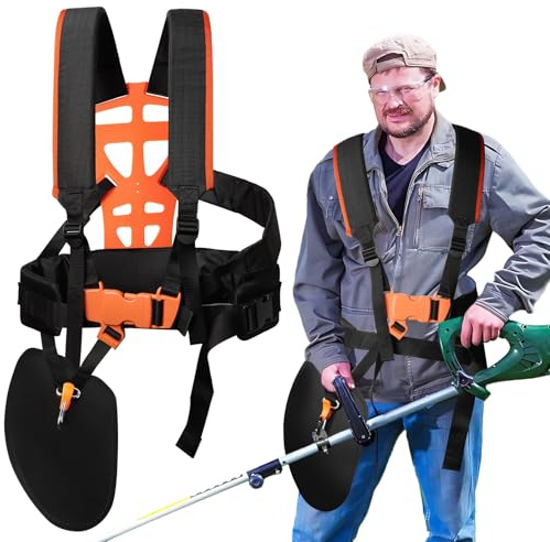 Bindokun Tragegurt Motorsense, Universal Schultergurt Freischneider, Doppelte Schulter Tragegurt Freischneider, Nylon Verstellbarer Tragegurt für Motorsense für Garten Gras Rasentrimmer (Schwarz)