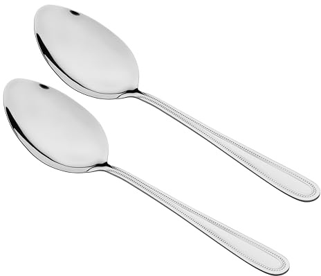 Tala Serving Spoons, Set of 2 Stainless Steel Serving Spoons with Beaded-Edge Design Premium 18/10 Cutlery, Rust-Resistant & Dishwasher Safe
