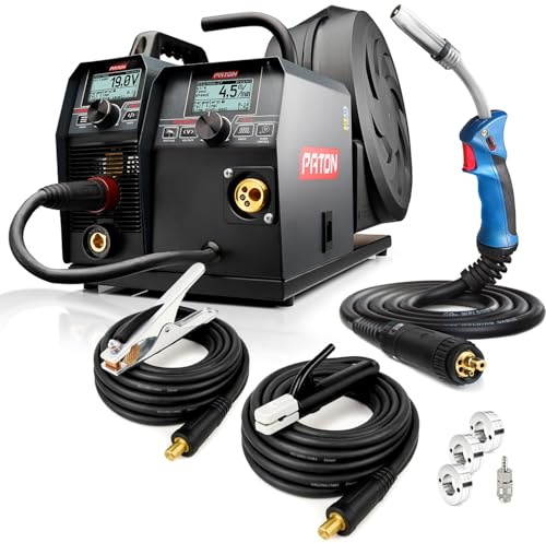 PATON ProMIG-250-15-4 250A Soudeur inverter professionnel MIG 3 en 1 avec alimentation de fil 15-4, système à 4 rouleaux, Soudeur MIG sans gaz, Soudeur numérique, idéal pour soudures professionnelles