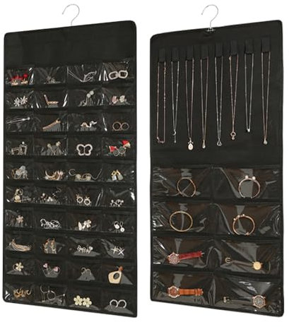 YZROHYI Porta Collane da Armadio,Portagioie da Appendere Al Muro,Appendi Orecchini da Parete,Hanging Jewelry Organizer,Organizzatore Collane con Ganci,Earring Holder per Braccialetto - Nero