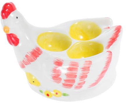 Gatuida Porta Huevos De Cerámica Huevera Para Huevos Cocidos De Cerámica Encimera Cocina Huevera Forma De Ave Para Almacenamiento