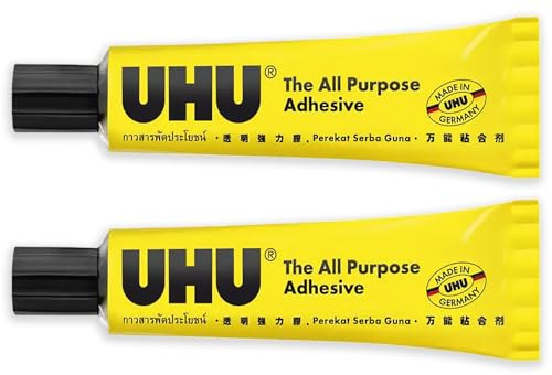 UHU All Purpose Glue Adhesive - Liquid Synthetic Resin Adhesive - 33ml Tubes - Pack of 2 Tubes