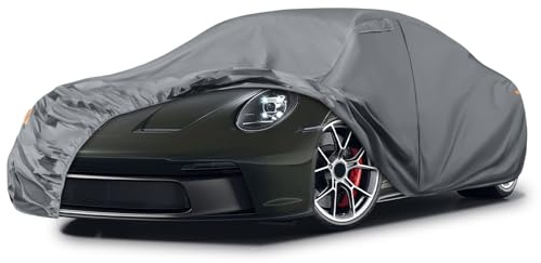 Autoabdeckung Wasserdicht für 1998-2025 Porsche 911 (991/992/996/997 Serie) | Vollgarage Autoplane Auto Abdeckplane Winter Sommer Allwetter Outdoor Abdeckung mit Reißverschluss Tür, Windschutzbänder