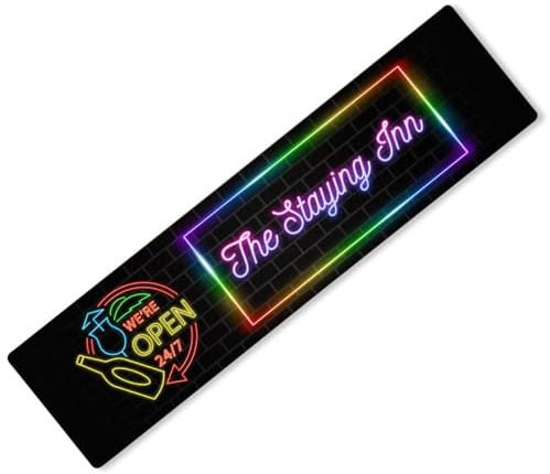 The Staying Inn Tapis de bar imprimé avec étiquette Idéal pour pub café maison Occasion 1