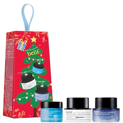 Belif Aqua Bomb Santa Moisturizer Kit | Set hidratación con crema facial, crema de ojos y mascarilla nocturna, tamaño viaje, K-Beauty