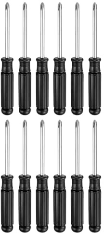 sourcing map Lot de 12 mini tournevis cruciformes PH2 #2 de 14,2 cm de long en acier au carbone avec poignée ergonomique pour réparation de bricolage, noir