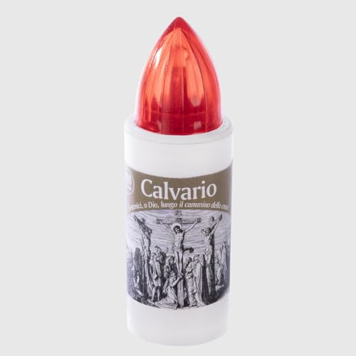 La Briantina Lumino Elettrico Calvario Bianco per Loculo – Luce Fissa Rossa, Uso Esterno, Resistente alle Intemperie – Batterie Incluse – Durata 180 Giorni – Ø 3 cm x H 9,5 cm