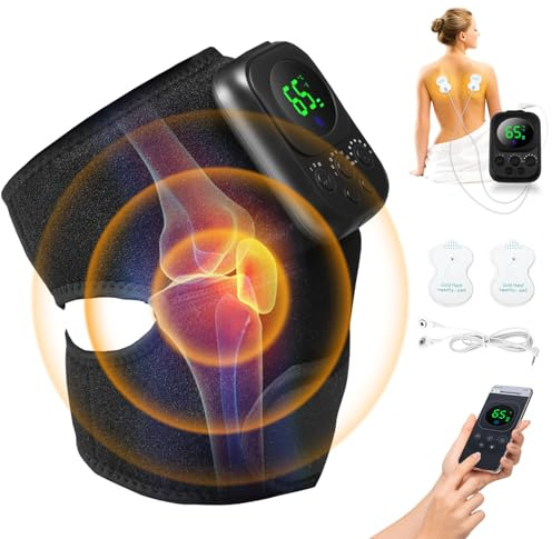 Heated Knee Massager Cordless Knee Brace Wrap Support Vibration Heating Pads EMS Microcurrent Massag App Control with 90cm Tape for Knee Shoulder Elbow Pain Relief Gift Women Men