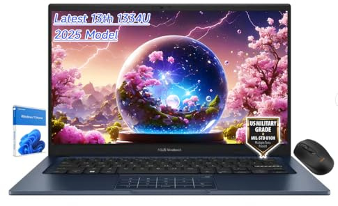 ASUS Vivobook Ordinateur portable mince FHD 14, dernier processeur 10 cœurs i5-1334U, carte graphique Intel UHD, USB C, webcam, modèle 2025, Win11 (40 Go de RAM | SSD de 1 To)