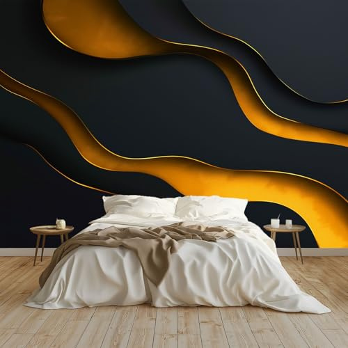 Générique Papier Peint Panoramique Art Abstrait Papier Peint Intissé 250 x 175 cm, pour Mur Salon Cuisine Bain Couloir Salle à Mange Vagues De Marbre