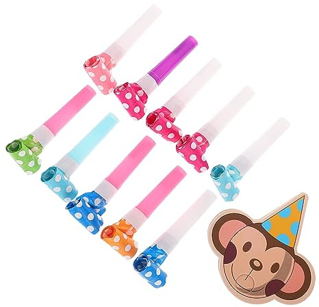 KONTONTY 10 Juegos Silbatos de Fiesta Infantiles con Diseño de Mono Sopladores Divertidos y Coloridos para Cumpleaños y Celebraciones Familiares