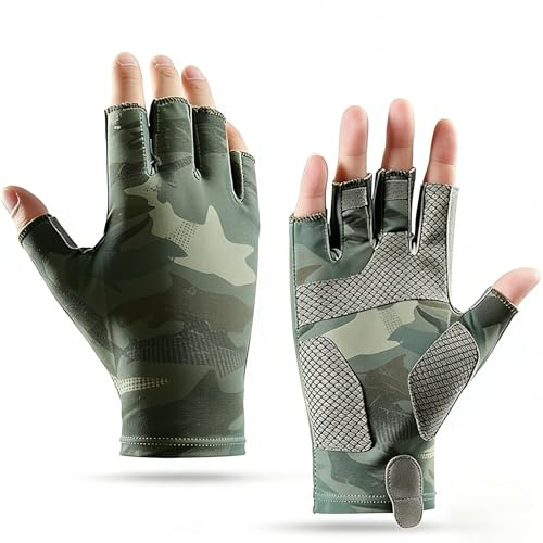 LSYZHX Fingerlose Angelhandschuhe, leicht, fingerlos, rutschfest, atmungsaktiv, Touchscreen-Handschuhe für Wandern, Jagd, Outdoor-Zubehör, Größe L