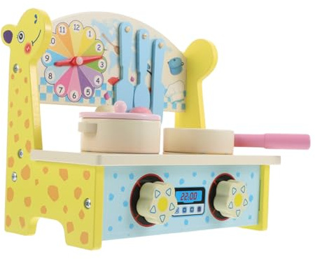 Milisten Compact Wooden Play Kitchen Set with Realistic Stove and Utensils Montessori Pretend Cooking for Space Saving Design for Family Daycare and Interactive Play