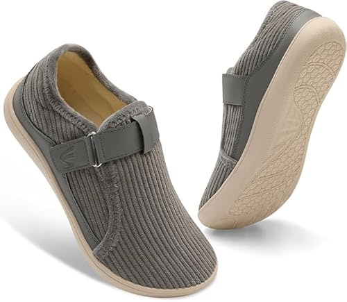 JIASUQI Wide Womens Slippers Adjustable House Shoes Indoor Outdoor Swollen Edema Diabetic Shoes Barefoot Slippers Cozy Walking Shoe